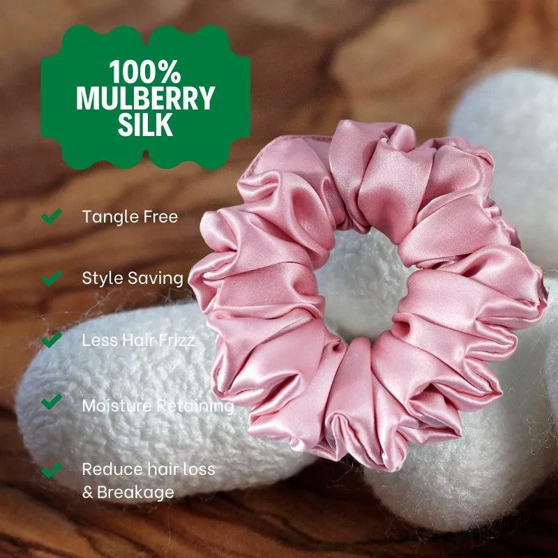 Large Silk Scrunchies Fluffy - Dusty Rose