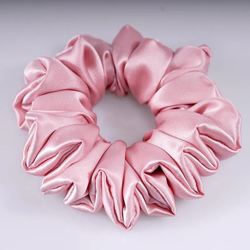 Large Silk Scrunchies Fluffy - Dusty Rose