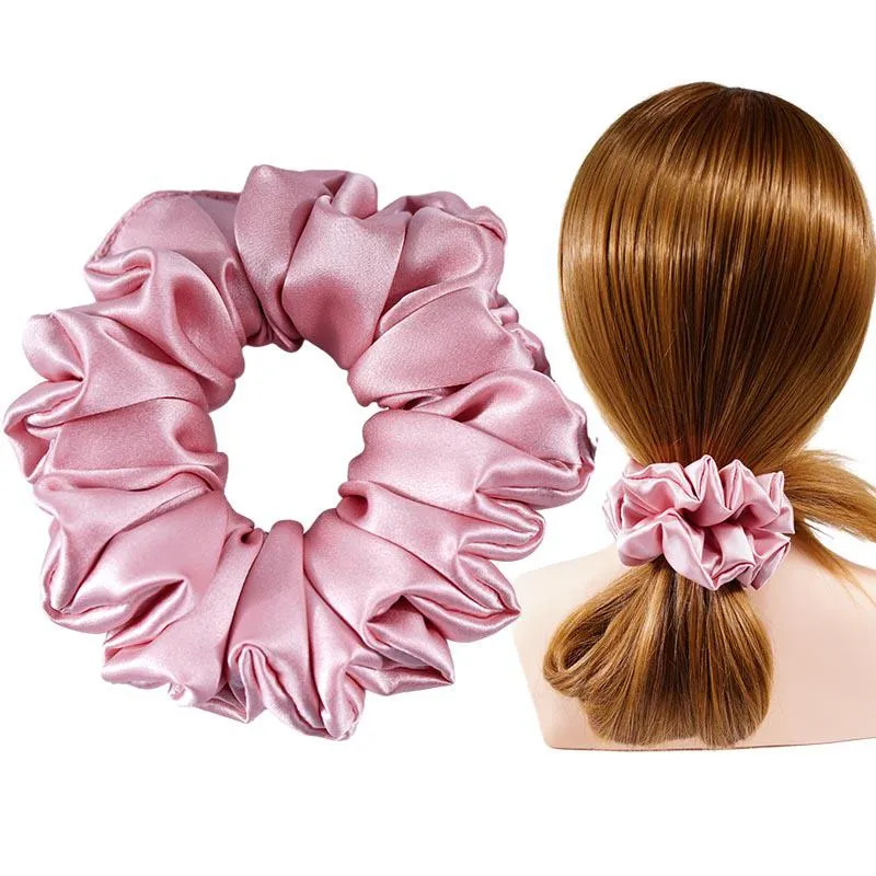 Large Silk Scrunchies Fluffy - Dusty Rose