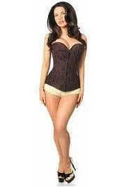 Lavish Dark Brown Lace Overbust Corset w/Zipper