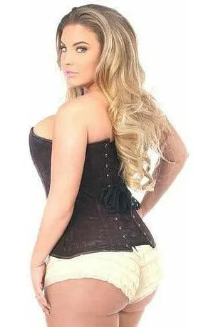 Lavish Dark Brown Lace Overbust Corset w/Zipper