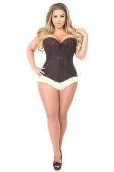 Lavish Dark Brown Lace Overbust Corset w/Zipper