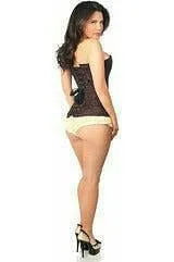 Lavish Dark Brown Lace Overbust Corset w/Zipper