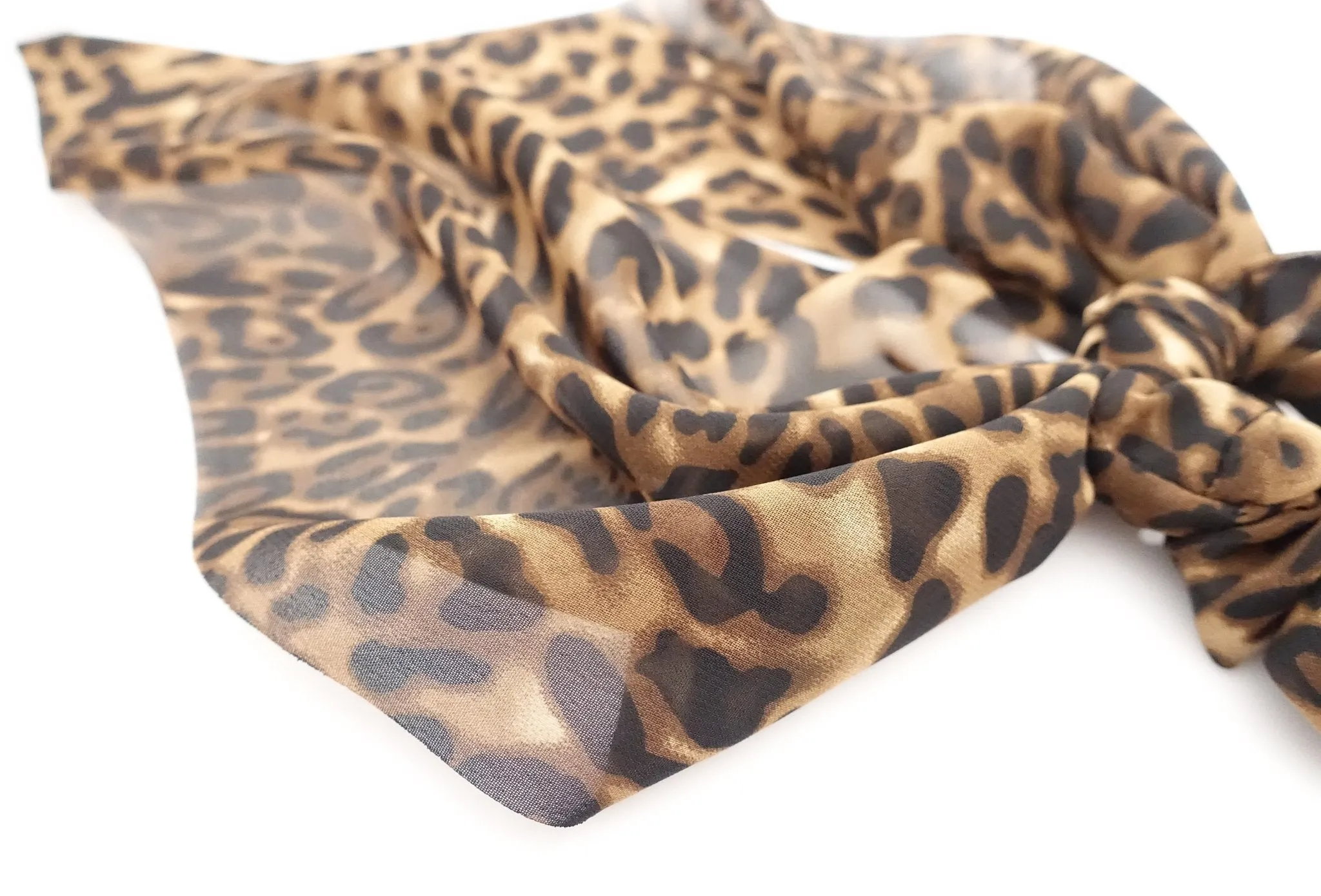 leopard print chiffon long tail bow knot scrunchies