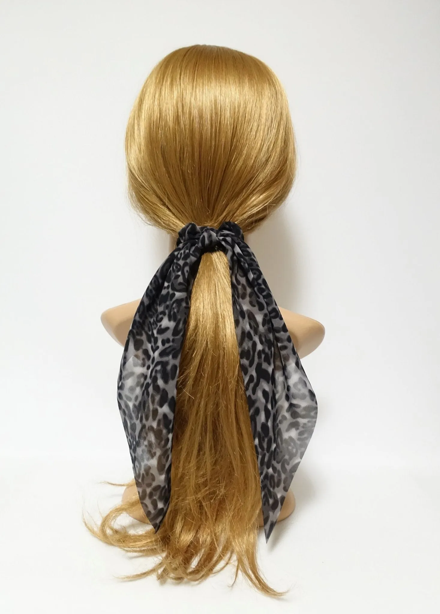 leopard print chiffon long tail bow knot scrunchies