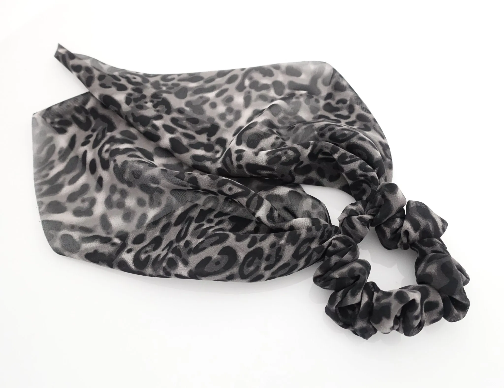 leopard print chiffon long tail bow knot scrunchies