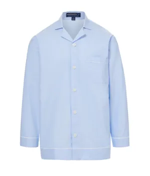 Light Blue Oxford Long Sleeve Pajama Top with Magnetic Closures