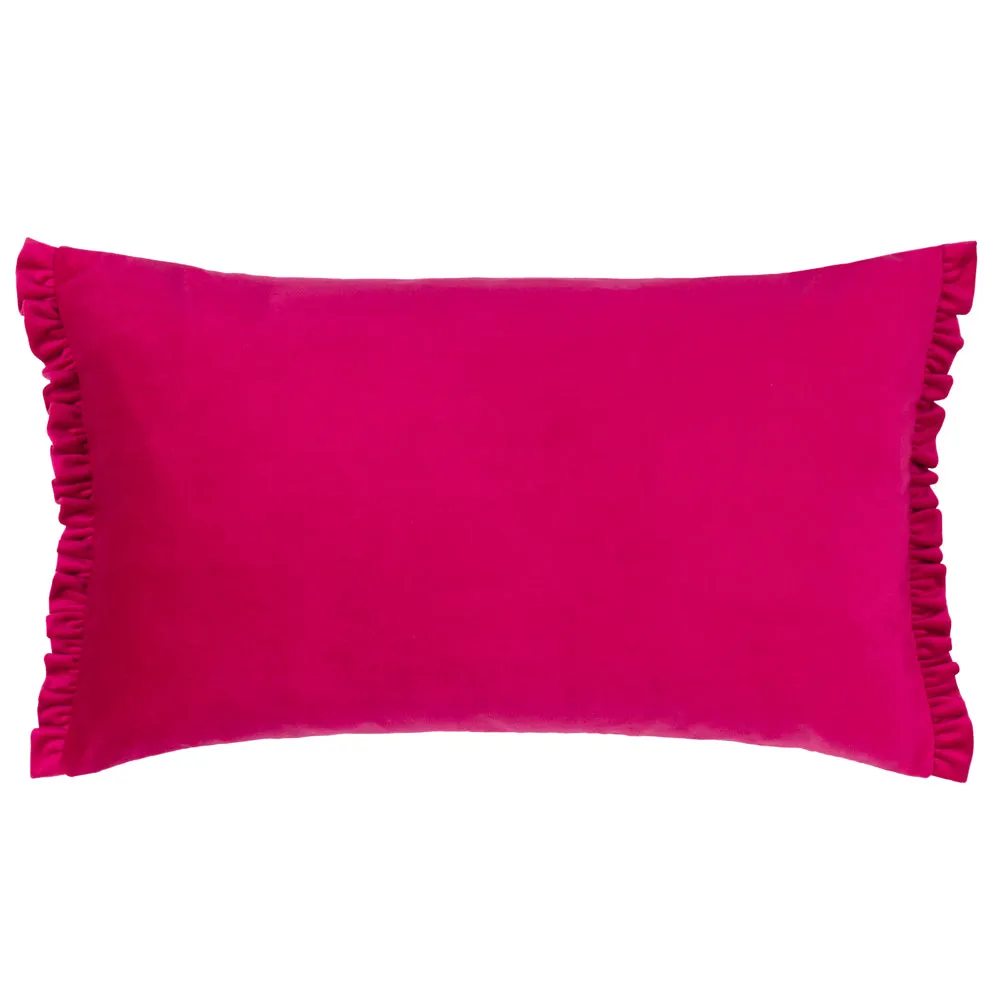 Love Yourself Striped Velvet Cushion Aqua/Pink