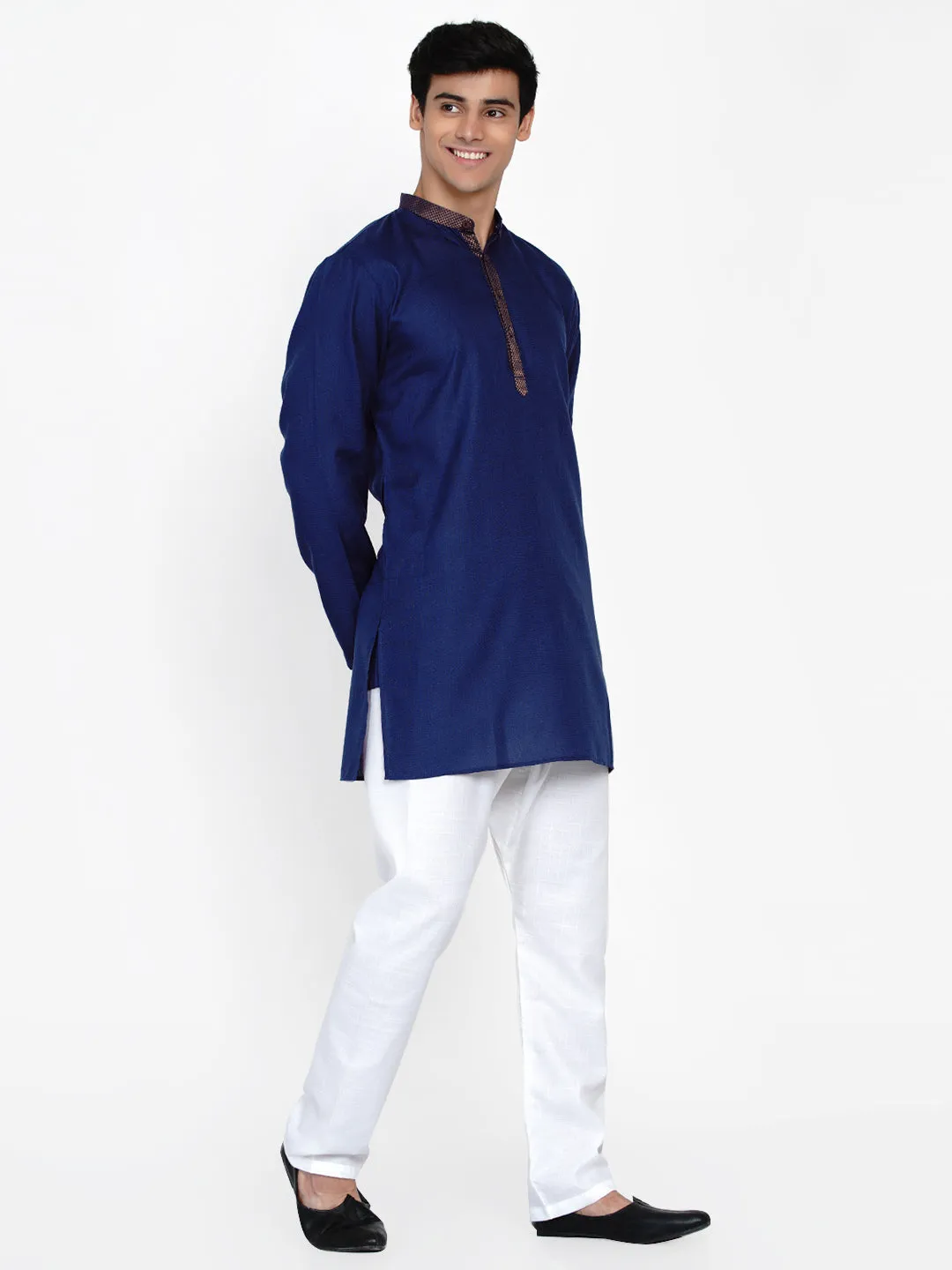 Men Blue Regular Kurta with Pyjamas