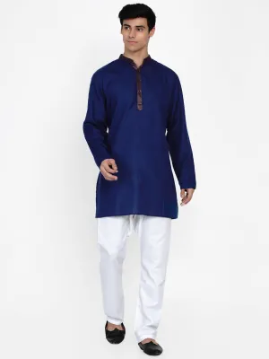 Men Blue Regular Kurta with Pyjamas