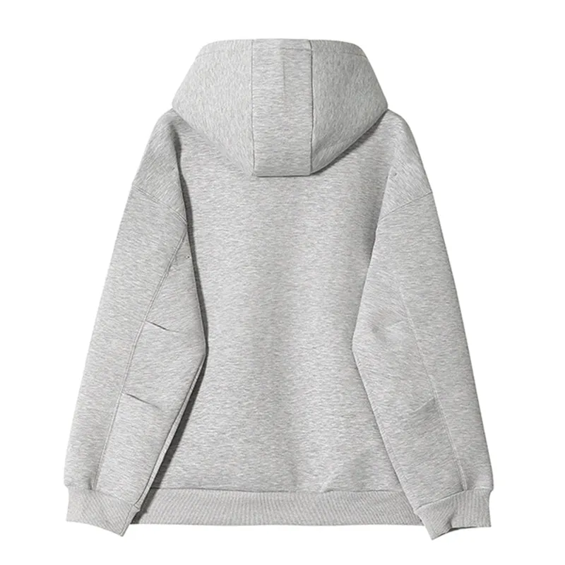 Men's Loose Solid Color Hooded Cardigan Sweater