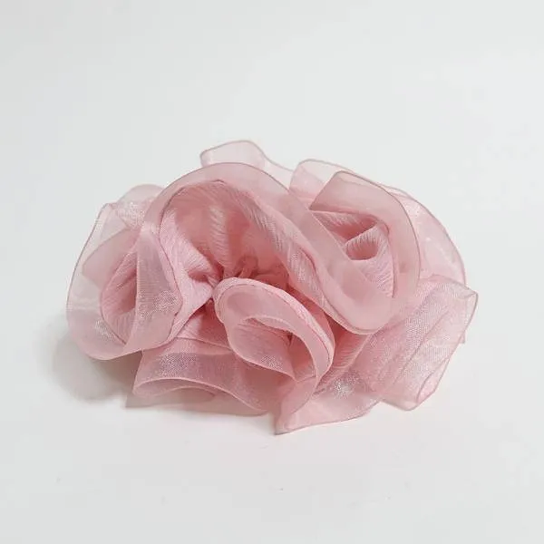 Mesh Trim Chiffon Scrunchies Hair Elastics Women Hair Accessory