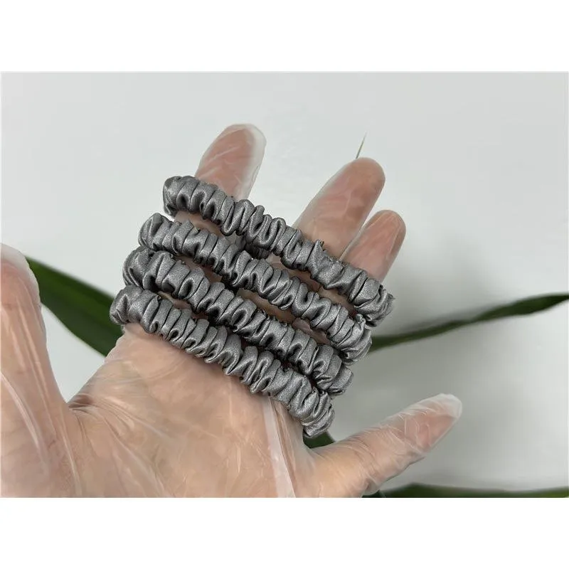 Middle Grey silk scrunchies mini