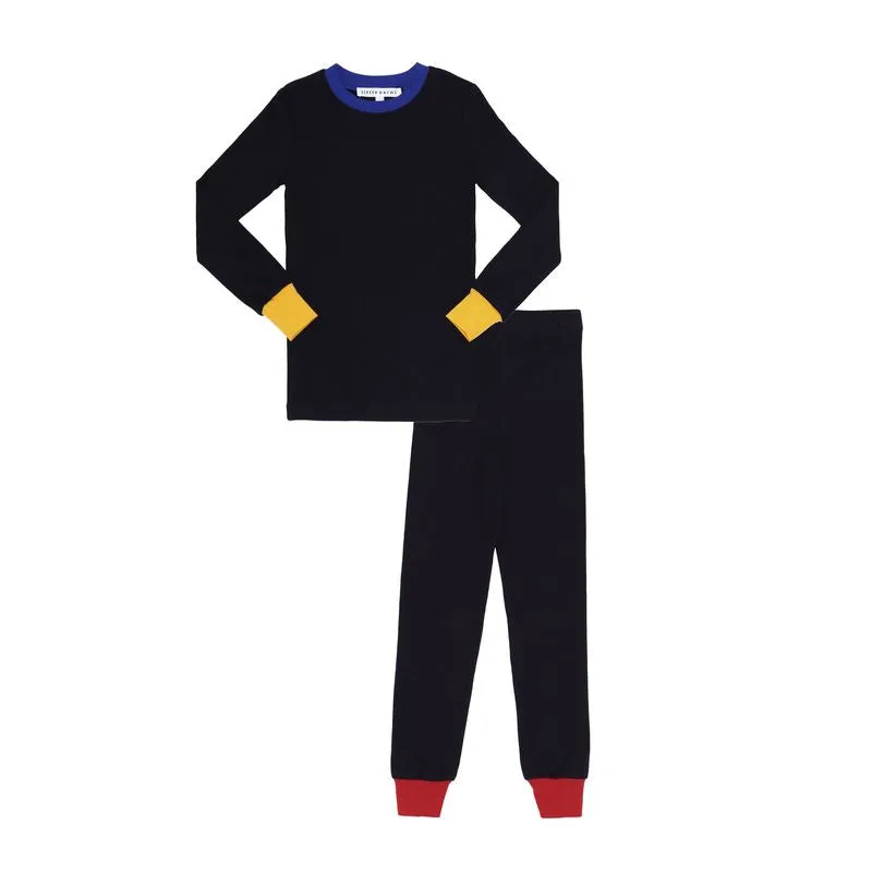 Navy and Blue Colorblock Pajamas