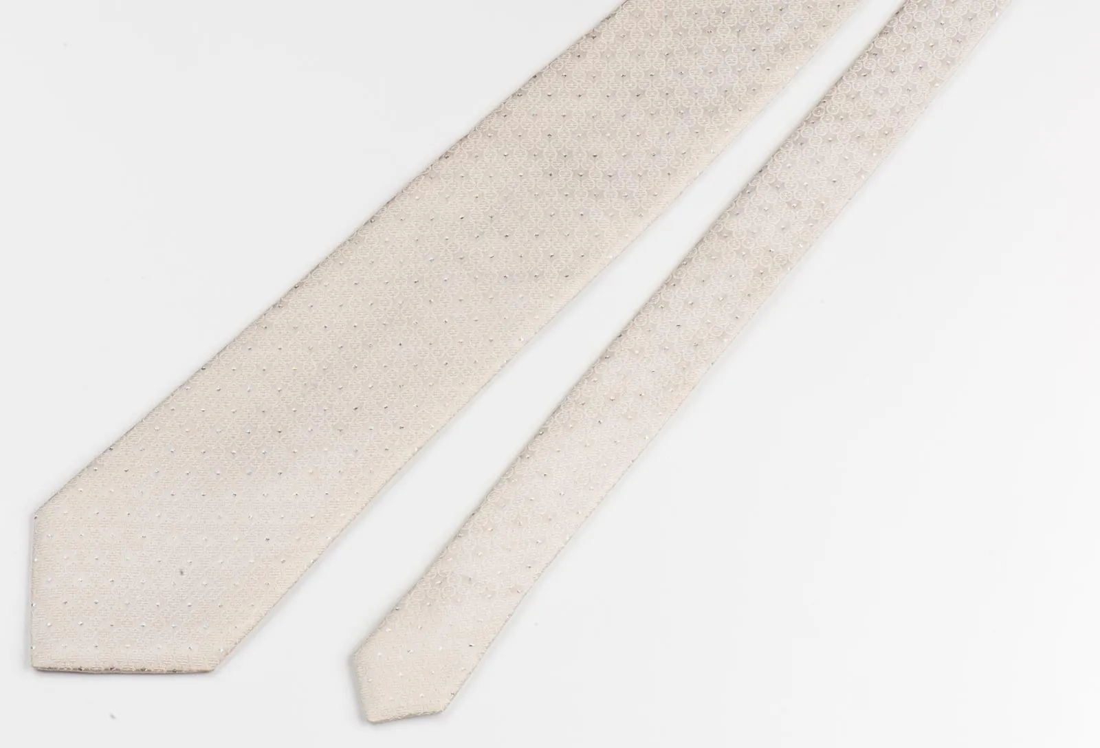 Nina Ricci Mens Woven Silk Neck Tie Cream White With Silver Sparkles