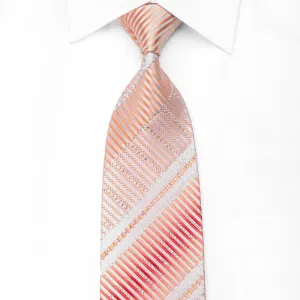 Paco Rabanne Men's Crystal Silk Necktie Pink Striped With Silver Sparkles