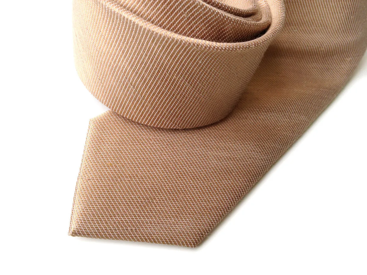 Pale Copper Linen Necktie. Solid Color Tie, Vernors