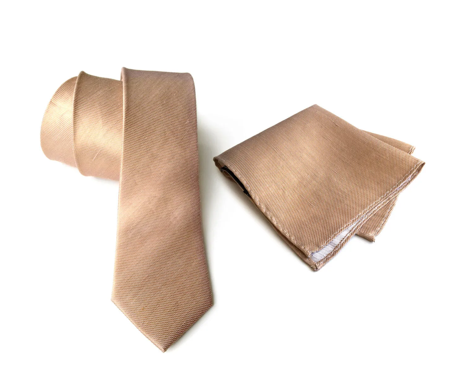 Pale Copper Linen Necktie. Solid Color Tie, Vernors