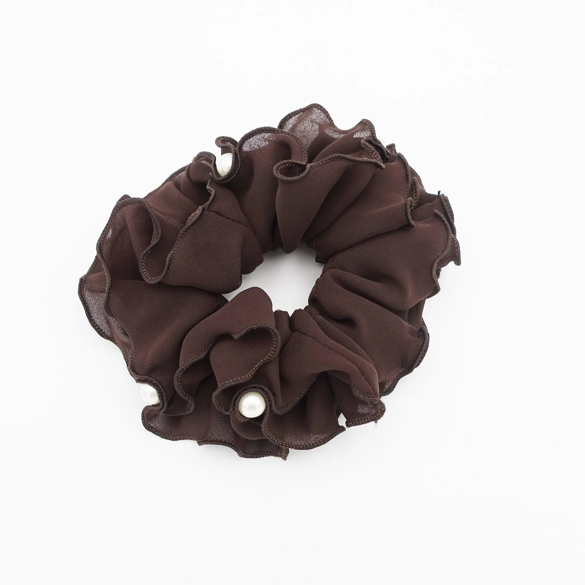 pearl chiffon scrunchies women hair elastic scrunchie