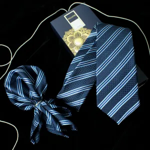 Peluche Blue Ombre Blue Neck Tie & Pocket Square Set for Men