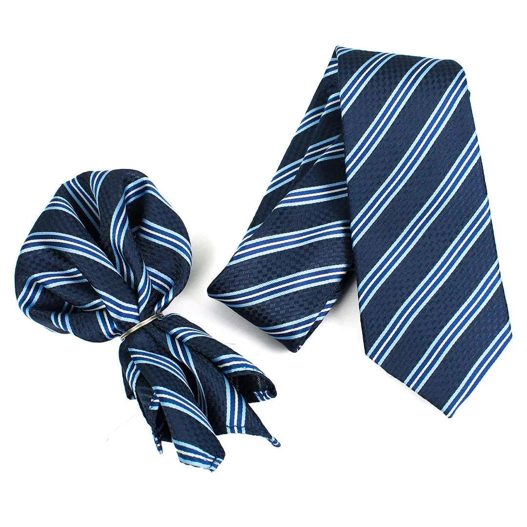 Peluche Blue Ombre Blue Neck Tie & Pocket Square Set for Men