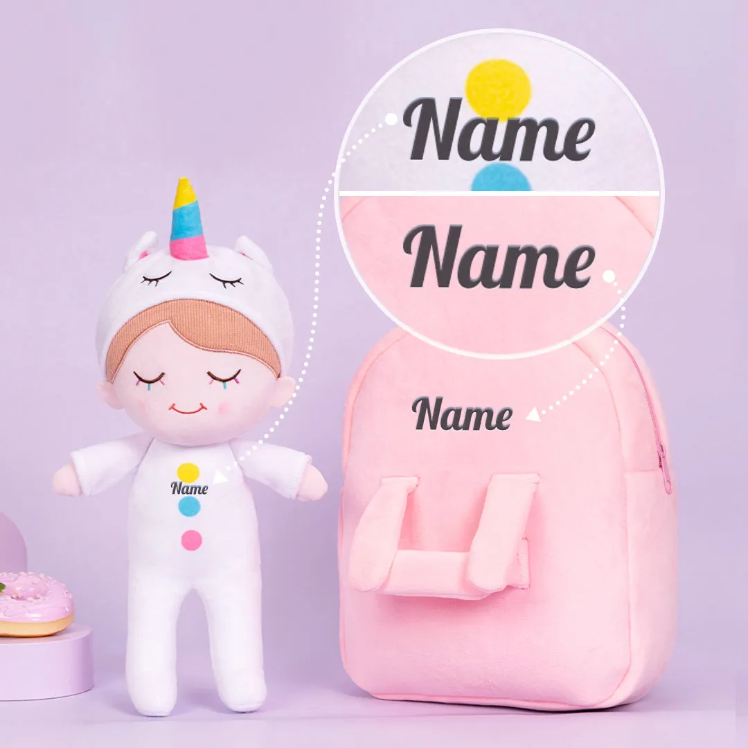 Personalized White Unicorn Pajamas Boy Doll