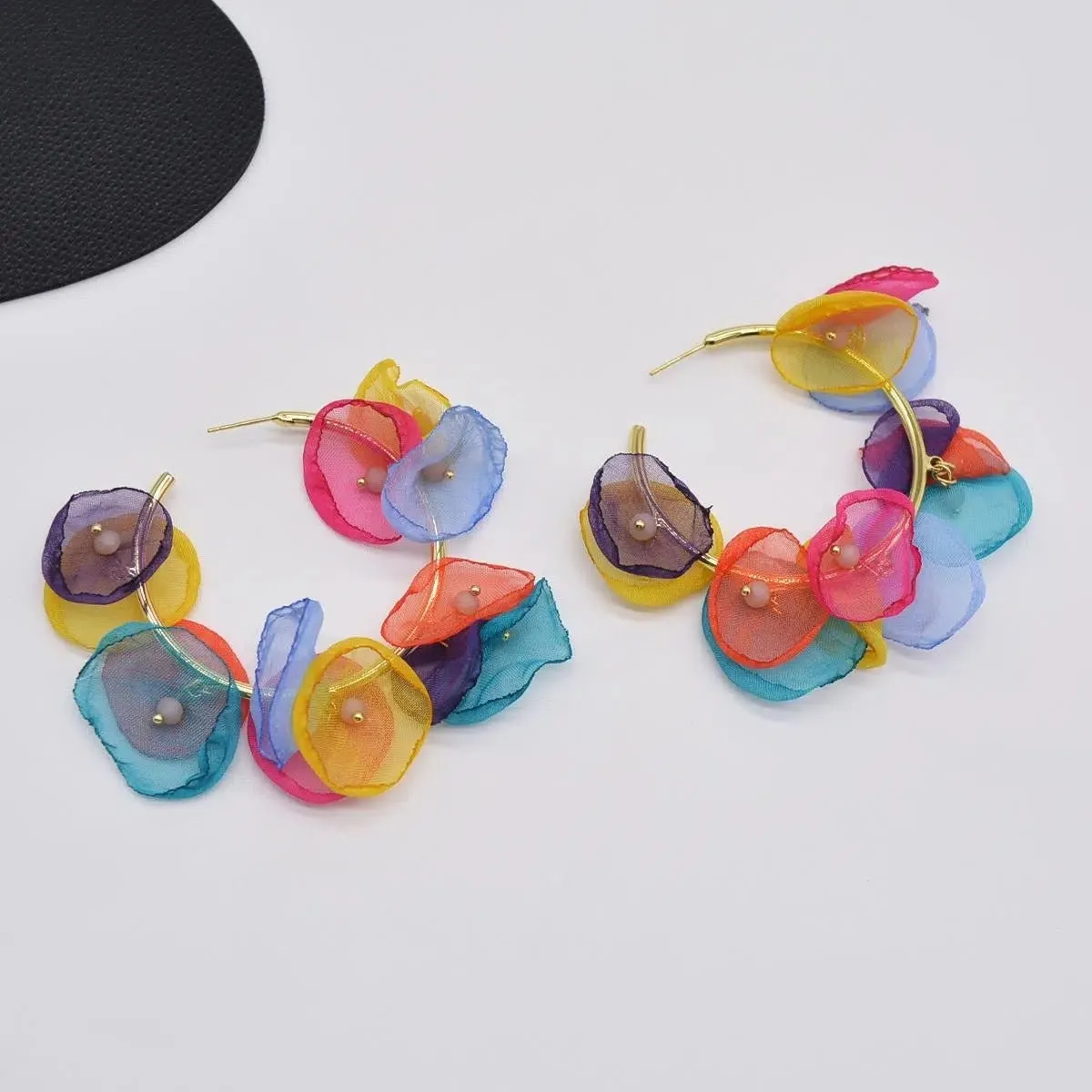 Pre Order:  Chiffon Petals Round Earrings