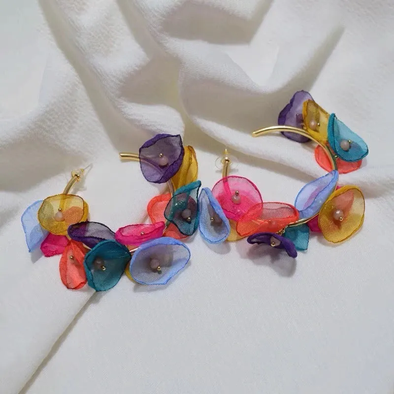 Pre Order:  Chiffon Petals Round Earrings