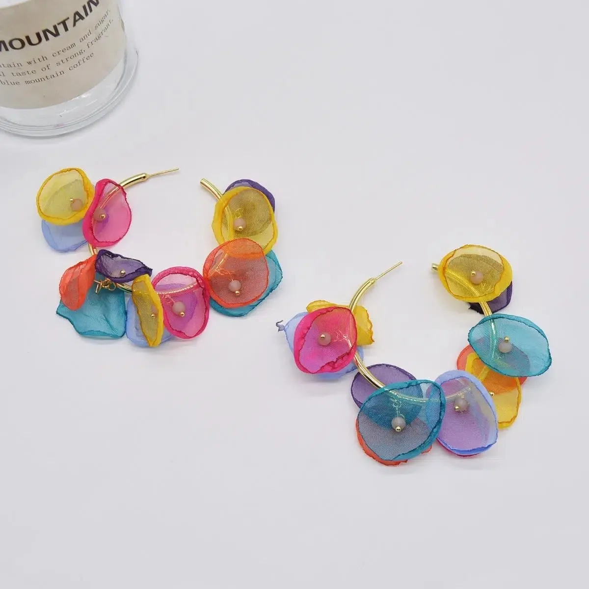 Pre Order:  Chiffon Petals Round Earrings