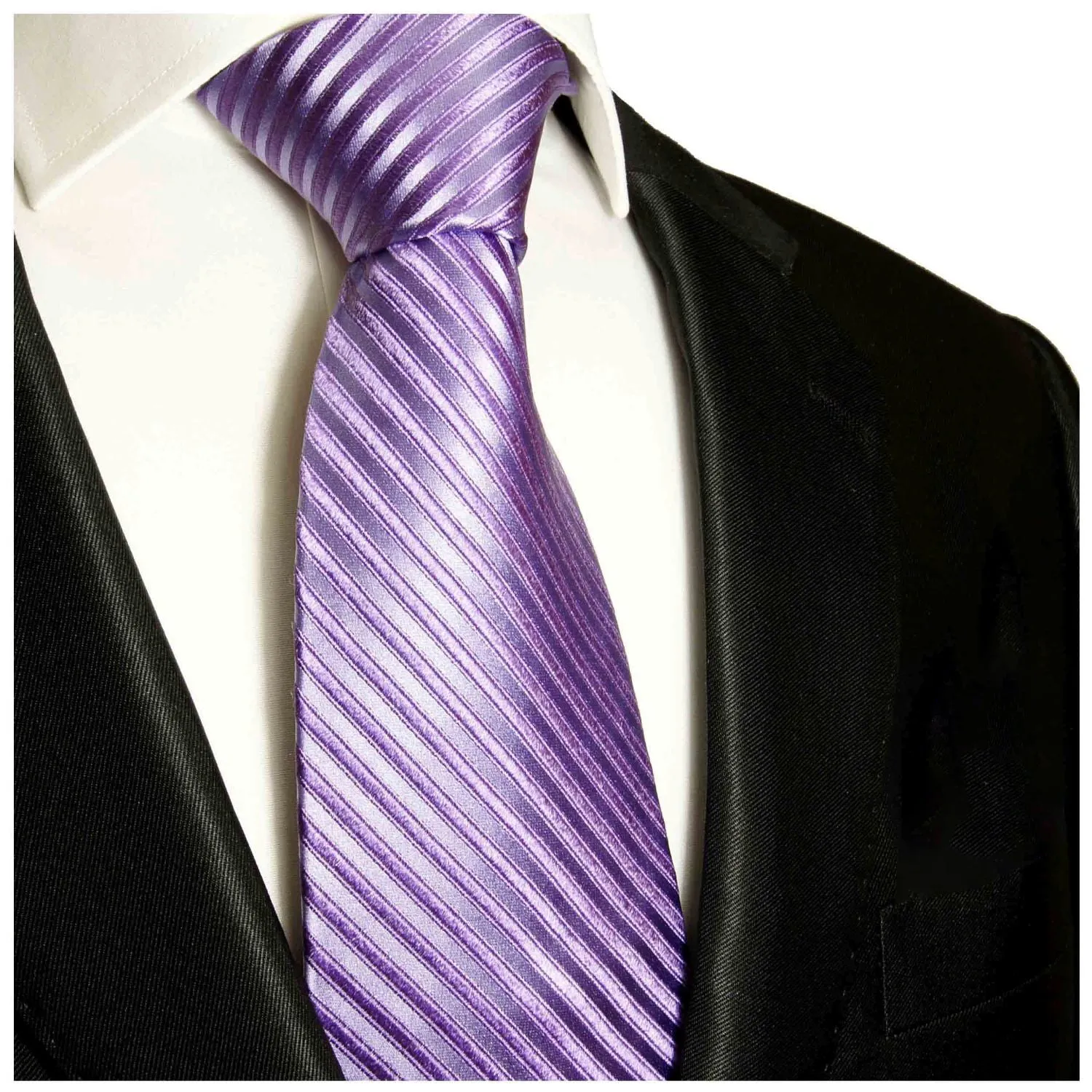 Purple Striped Silk Necktie by Paul Malone