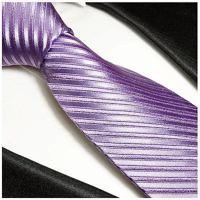 Purple Striped Silk Necktie by Paul Malone