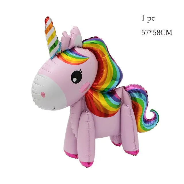 Rainbow Unicorn Balloon Number Foil Globos 1 2 3 4 Years Old Birthday Party Decoration Kid Unicorn Theme Party Wedding Balls Toy