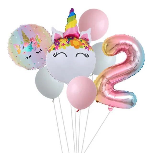 Rainbow Unicorn Balloon Number Foil Globos 1 2 3 4 Years Old Birthday Party Decoration Kid Unicorn Theme Party Wedding Balls Toy