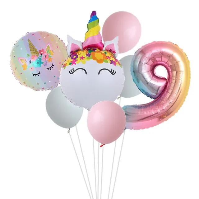 Rainbow Unicorn Balloon Number Foil Globos 1 2 3 4 Years Old Birthday Party Decoration Kid Unicorn Theme Party Wedding Balls Toy