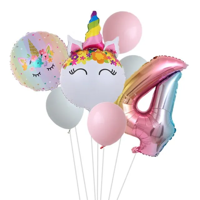 Rainbow Unicorn Balloon Number Foil Globos 1 2 3 4 Years Old Birthday Party Decoration Kid Unicorn Theme Party Wedding Balls Toy