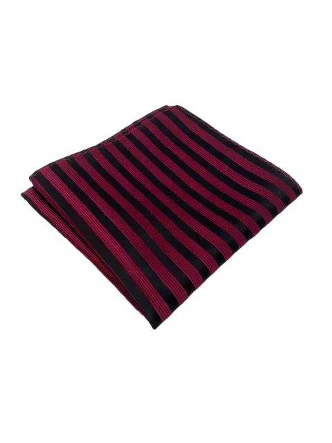 Red & Black Striped Silk Pocket Hanky