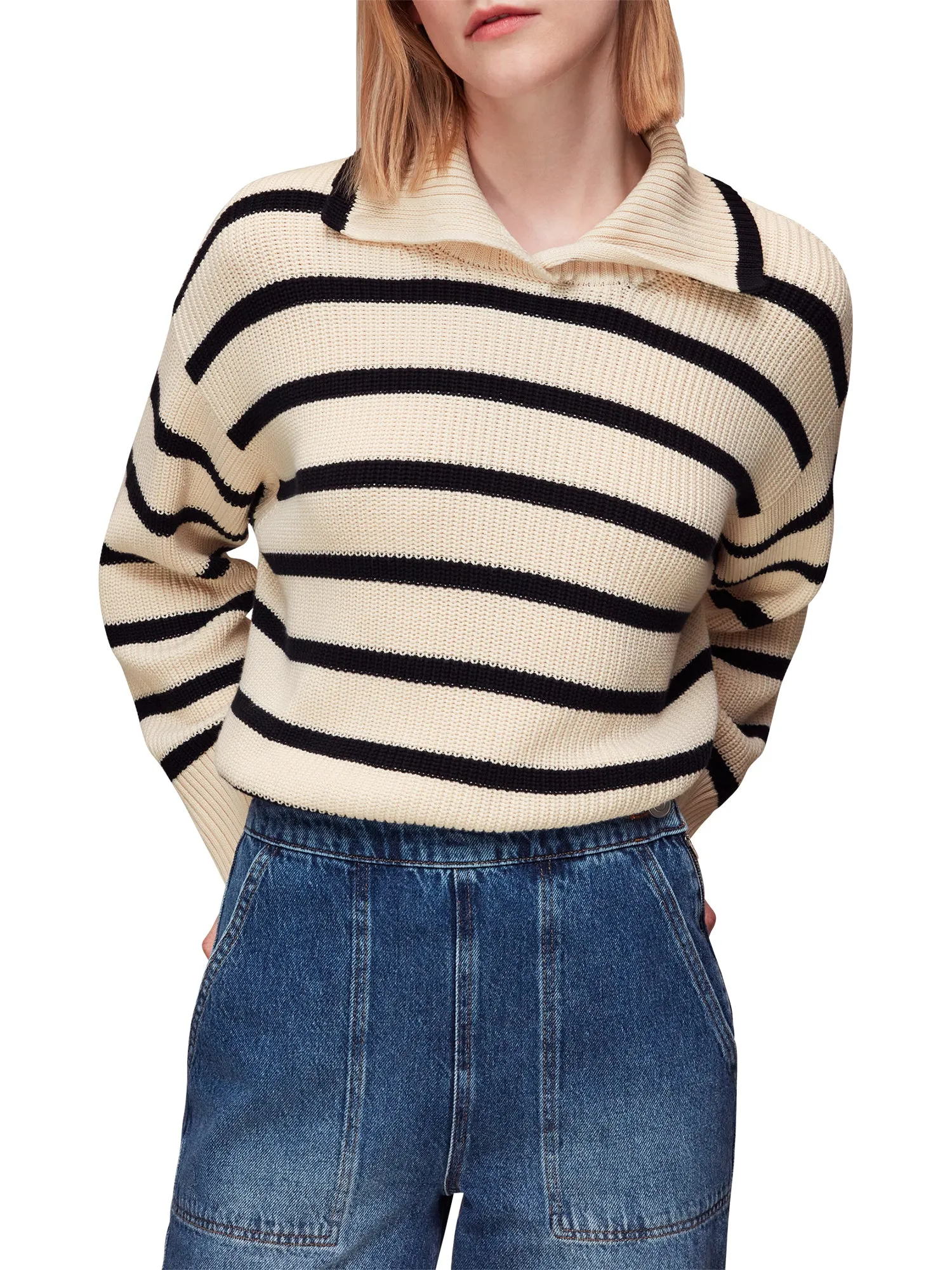 Rib Stripe Collar Sweater