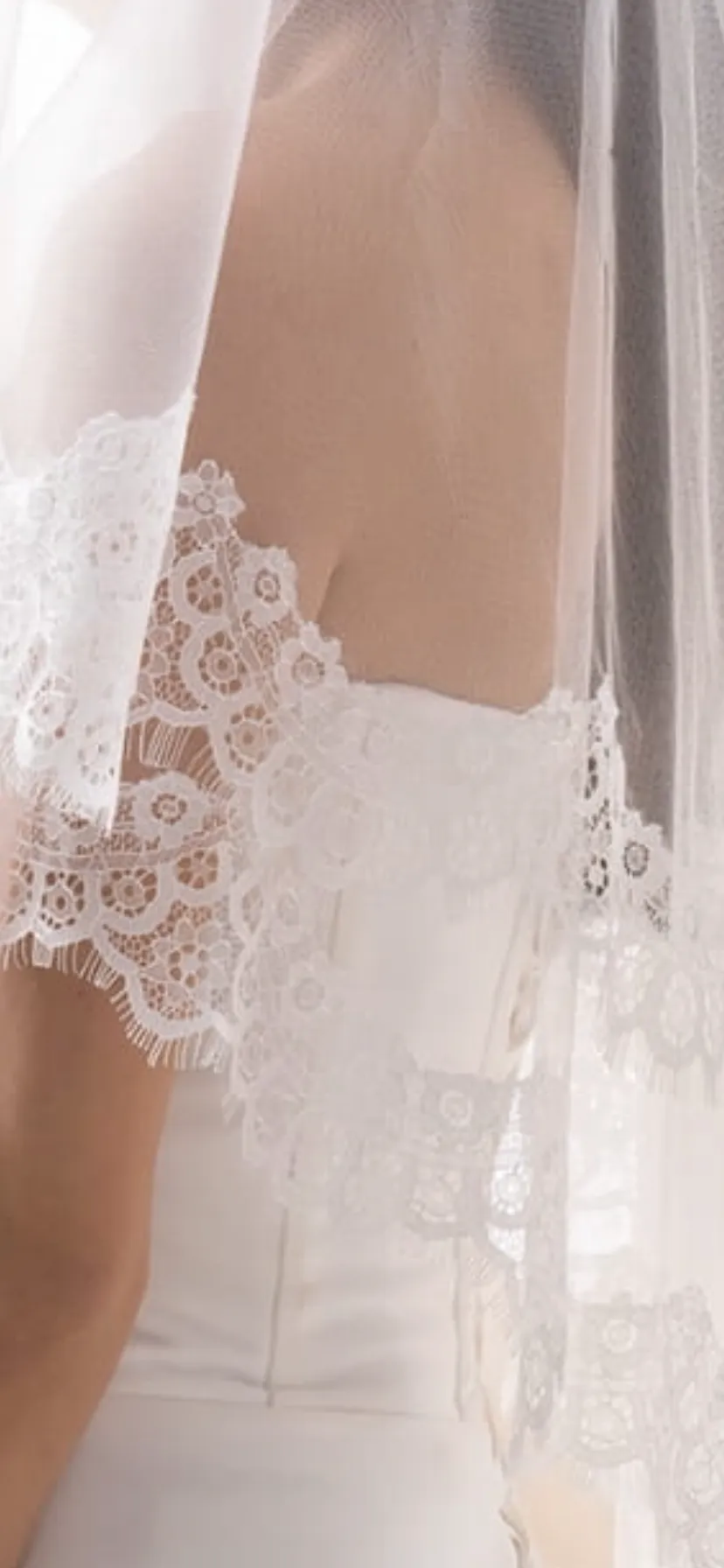 Serenity - Light Ivory Lace embroidered two tier Ivory Wedding Veil