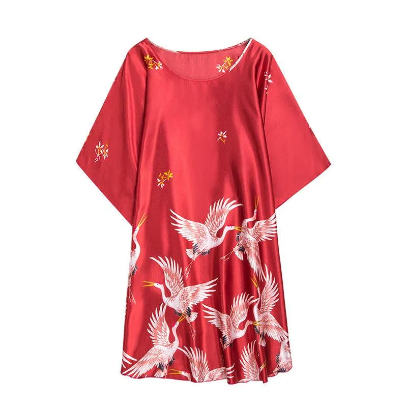 Silk pajamas ladies summer bat sleeve nightdress