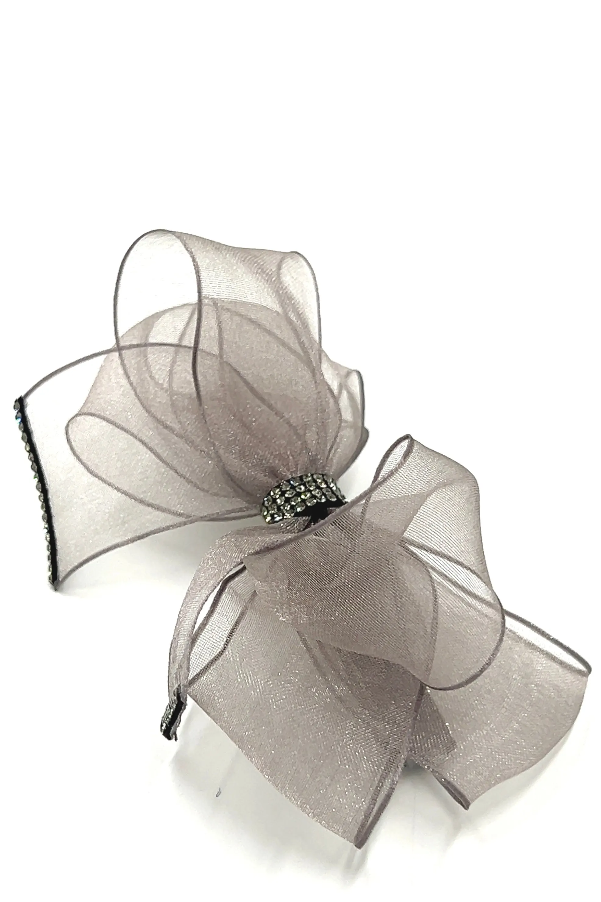 Silver Chiffon Bow Barrette