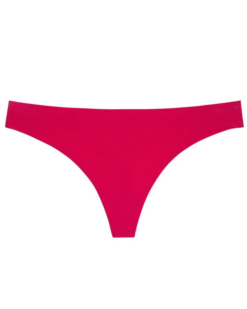 Skinny Low Waist Solid Color Thong Panties