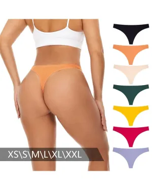 Skinny Low Waist Solid Color Thong Panties