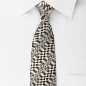 Skinny Silk Necktie Silver Geometric On Black With Silver Sparkles