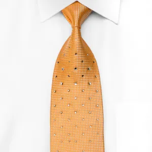 Smalto Men's Crystal Silk Tie Yellow Micro Dots On Orange