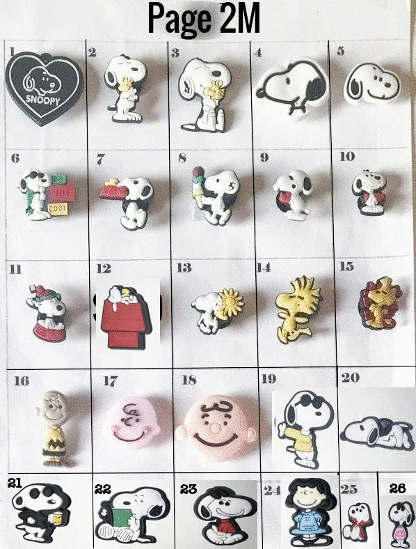 Snoopy shoe charms, Charlie Brown, cartoon