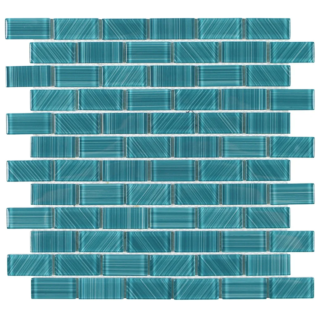 Striped Green, 1" x 2" - Glass Tile