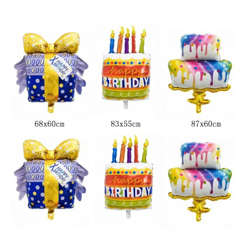 Style Cake Happy Birthday Foil Balloon for Baby Kids Birthday Party Decorations Inflatable Air Balloons