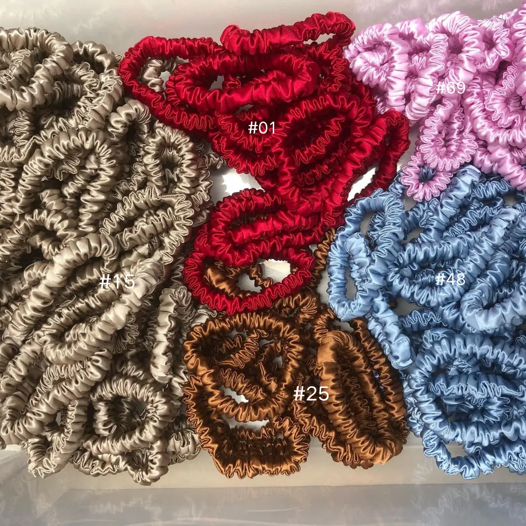 Tan silk scrunchies mini