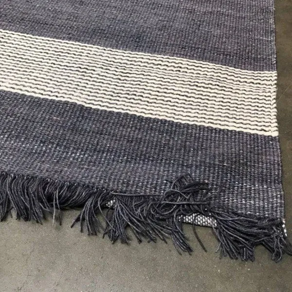 TEEK - 5x7 Feet Hand Woven Striped Jute/Wool Area Rug