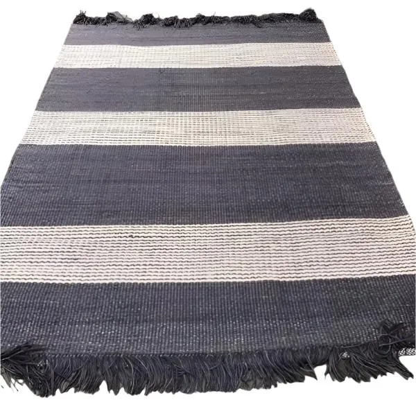 TEEK - 5x7 Feet Hand Woven Striped Jute/Wool Area Rug